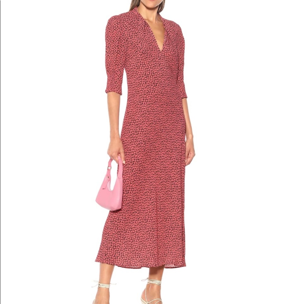 RIXO Isabella Autumn Leaf Midi Dress Sz M